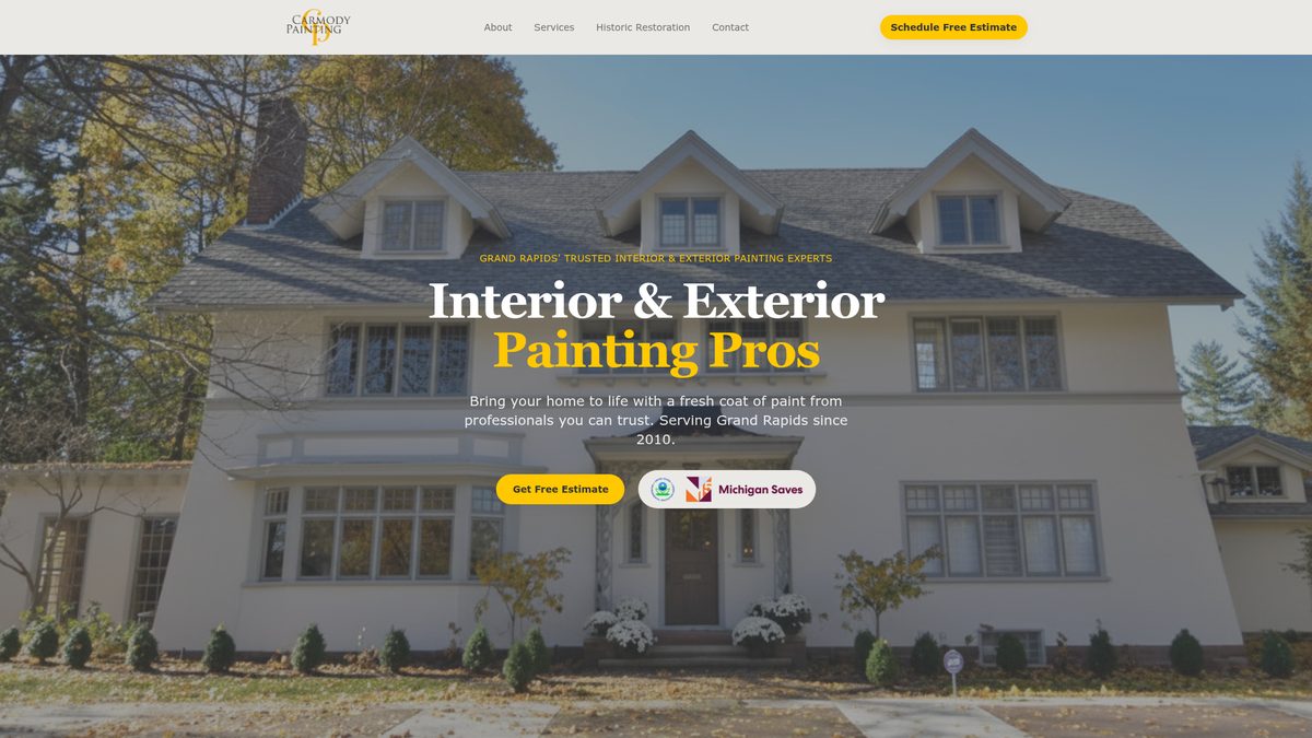 Carmody Painting website homepage
